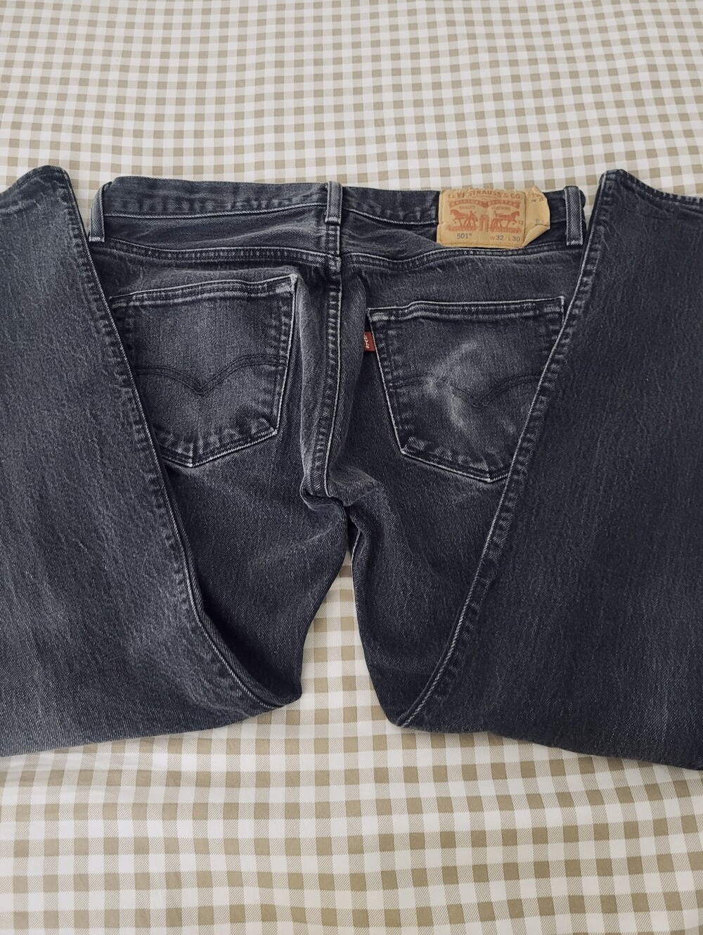 Levis 501 Black 'Listless' Washed Classic Straight Men's Jeans, 32W X 30L